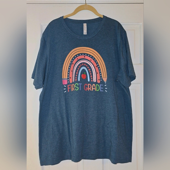 First Grade Teacher Pencil Rainbow Tshirt Size 2X - Picture 2 of 4